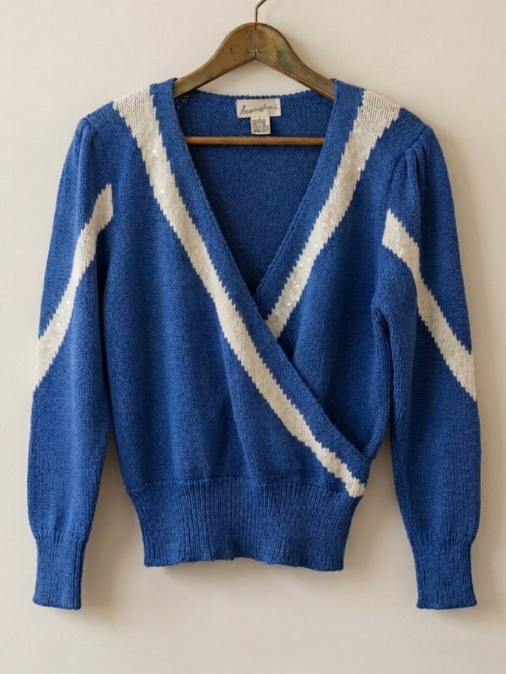Vintage Inspiration Blue Angora‎ Blend Sequin Knit Sweater
